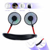 Picture of TX Neck Fan Portable Fan Desk Fan Small Fan Personal Fan Mini Fan Battery Operated Fan USB fan Rechargable Fan with Dual Wind Head with LED light for Traveling Office Home (black)