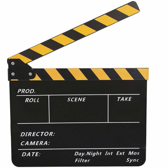 Picture of Movie Clapboard, Acrylic Movie Director Scene Clapper Board TV Action Board Film Cut Prop with Pen for Shoot Props, Clapperboard(Black and Yellow Blackboard PAV1YBE, Animal)