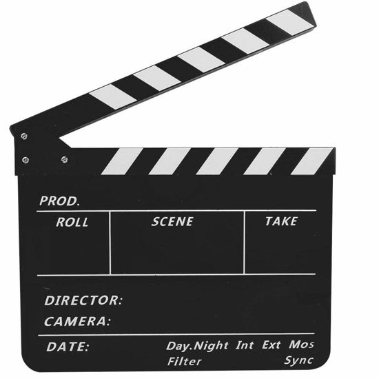 Picture of Movie Clapboard, Acrylic Movie Director Scene Clapper Board TV Action Board Film Cut Prop with Pen for Shoot Props, Clapperboard(Black and White Blackboard PAV1BBE, Animal)