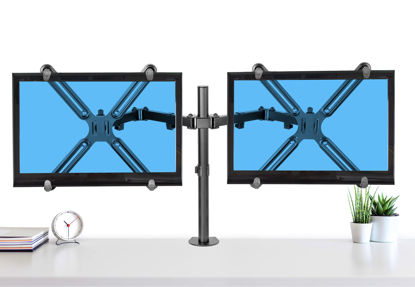 Picture of Stand Steady Non-VESA Dual Monitor Mount | Clamp-On Height Adjustable 2 Monitor Arm for Screens 13-27 Inches | VESA Mount Monitor Stand with Included VESA Adapter Brackets for Non-VESA Monitors