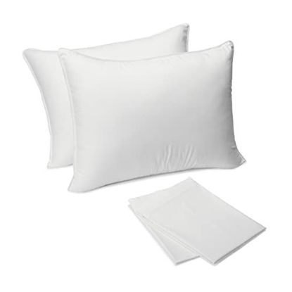 Picture of Amazon Basics Down Alternative Bed Pillows, Medium Density for Back and Side Sleepers - King, 2-Pack