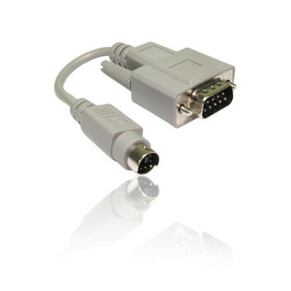 Picture of CDL Micro 15cm PS/2 6 Pin Mini Din Male to DB9 Serial 9 Pin Male Mouse Cable Adapter Convertor, White