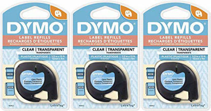 Picture of DYMO Authentic LetraTag Labeling Tape for LetraTag Label Makers, Black Print on Clear pastic Tape, 1/2'' W x 13' L, 1 roll (16952) - 3 Pack