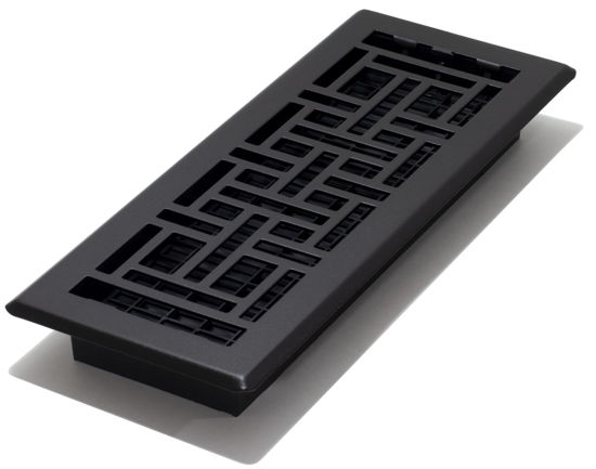 Picture of Decor Grates AJH412-BLK Oriental Floor Register, 4x12 Inches, Textured Black