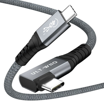 Picture of Right Angle USB4 Cable 2.62FT, 40Gbps Transfer & 100W Charging 90 Degree USB 4.0 Cord, Support 8K/6K@60Hz or Dual 4K Video Cable for Thunderbolt 3/4, iMac, MacBook, External SSD, eGPU, Dell/HP Dock