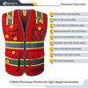 Picture of JKSafety 9 Pockets Hi-Vis Neon Red Zipper Front MESH Safety Vest with Fluorescent Yellow Extend Edge outlining the Reflective Tapes Meet ANSI/ISEA Class 2 Standard (100-Red, 3X-Large)