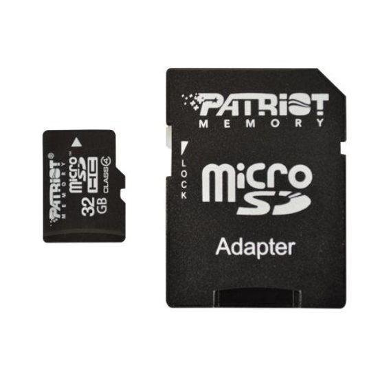 Picture of Patriot 32GB Class 4 Micro SDHC With SD Adapter For Smartphone & Camera- PSF32GMCSDHC43P