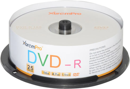 Picture of XtremPro DVD-R 16X 4.7GB 120Min DVD 25 Pack Blank Discs in Spindle - 11031