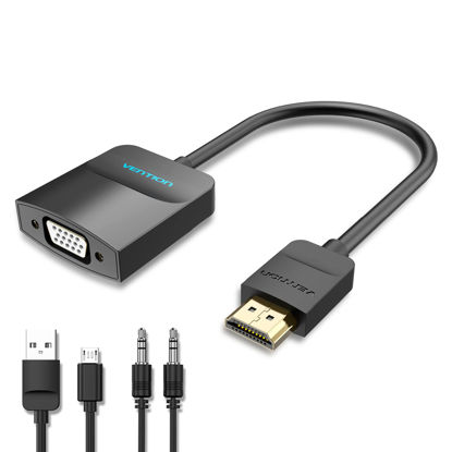 Picture of HDMI to VGA VENTION HDMI (Computer, Desktop, Laptop) to VGA (Monitor, TV, Projector) Adapter Male to Female Cable 1080P Analog to Digital Video Audio Converter Compatible with PS4 PS5 and Xbox 0.5FT