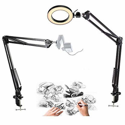 Picture of Online Course Video Recording Stand,YouTube Light with 2 Arm Mounts Compatible with Logitech Webcam C920 C930e C922x C925e C615 Brio for Calligraphy Sketch Craft Live Streaming