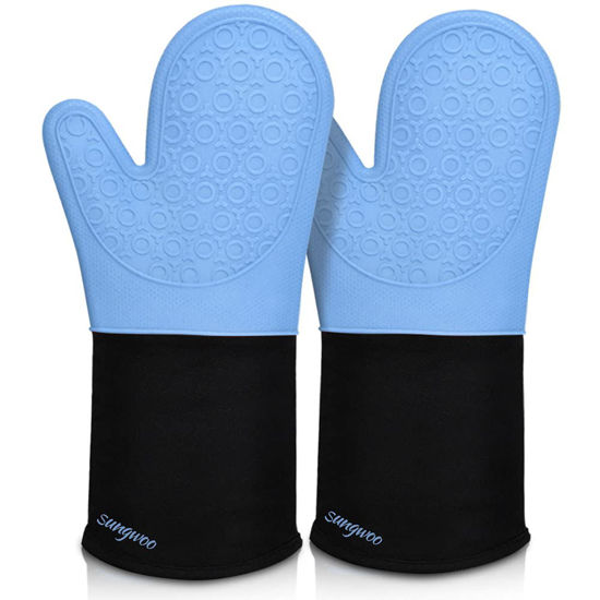 GetUSCart- Extra Long Silicone Oven Mitts, sungwoo Durable Heat Resistant  Oven Gloves with Quilted Liner Non-Slip Textured Grip Perfect for BBQ,  Baking, Cooking and Grilling - 1 Pair 14.6 Inch Sky Blue