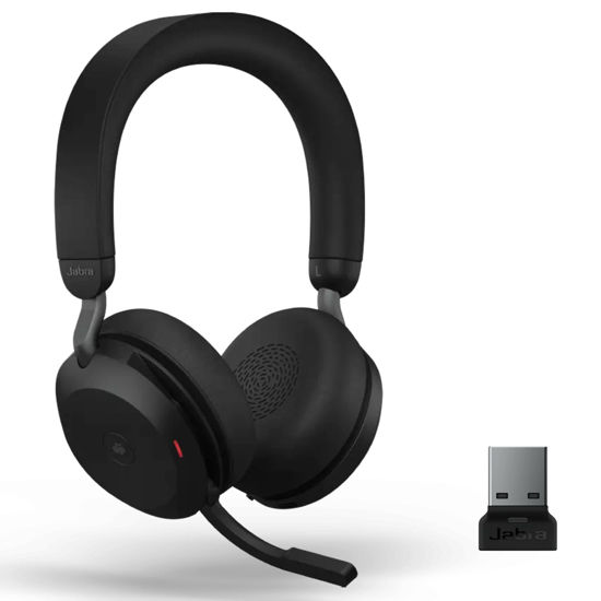 Picture of Jabra Evolve2 75 Wireless Headset Stereo UC with Stand, Bluetooth Dongle, Compatible with Zoom, Webex, Skype, Smartphones, Tablets, PC/MAC, 27599-989-989, Global Teck Gold Support Plan Included