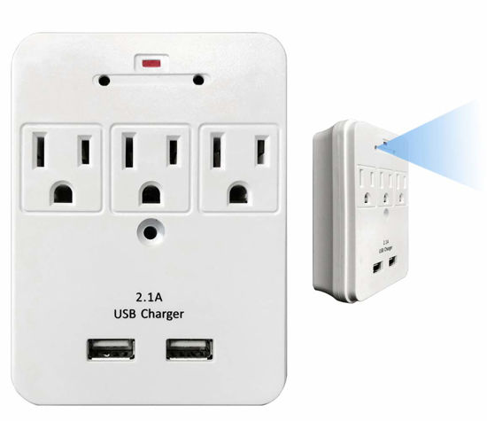 Picture of SCS Enterprises WF-113 Wireless Spy Camera with WiFi Digital IP Signal, Recording & Remote Internet Access (Camera Hidden in 3 AC Outlet with Dual USB Charging Port Wall Charger) (WF-113)