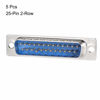 Picture of uxcell D-sub Connector Male Plug 25-pin 2-Row Port Terminal Breakout Solder Type for Mechanical Equipment CNC Computers Blue Pack of 5