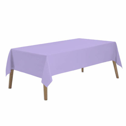 Picture of Lavender Plastic Tablecloths 2 Pack Lilac Disposable Table Covers 54 x 108 Inches Bridal Shower Party Tablecovers PEVA Mauve Table Cloths for BBQ Birthday Wedding Parties 8 ft Rectangle Table Use