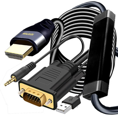 Picture of HDMI to VGA Adapter 12FT,with Audio HDMI to VGA Converter HDMI Cable to VGA with Audio, Active Male HDMI-VGA Out Lead Video Adattatore Cord for Computer,Laptop,Projector