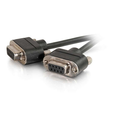 Picture of C2G 52175 Serial RS232 DB9 Null Modem Cable with Low Profile Connectors F/F, in-Wall CMG-Rated, Black (6 Feet, 1.82 Meters)