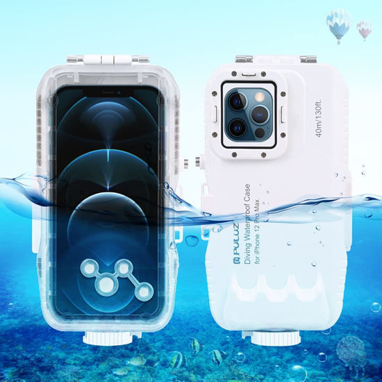 Picture of Diving Case for iPhone 13/12/11 Pro Max, PULUZ Professional Underwater Photography Housings Case [40m/131ft], Diving Surfing Swimming Snorkeling Photography Housings Case for iPhone 13/12/11 Pro Max