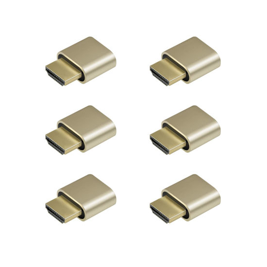 Picture of 6-Pack A ADWITS 4K 2K 1080P 30Hz to 60Hz Support HDMI Display Emulator DDC EDID Headless Ghost Monitor Adapter Dummy Plug, New Version Highest 4096x2160@60Hz in Gold Color