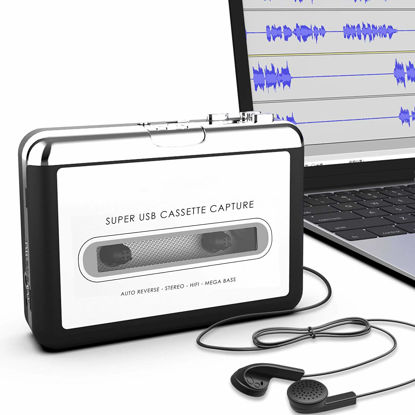 Picture of CHICTRY Portable USB Cassette Tape to MP3 PC Converter Capture Stereo Audio Music Player with Earphone