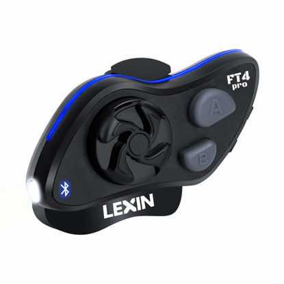 Picture of LEXIN 1pc FT4 PRO Motorcycle Bluetooth Headset Featuring Integrated Headlamp with SoS Mode, Amazing Audio, Helmet Intercom Communication System with Type-C Quick Charge for Snowmobile/ATV/Off Road