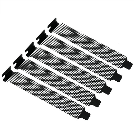 Picture of Mutai PCI Slot Cover 5PCS Black PCI Bracket Vented Slot Covers Hard Steel Dust Filter Blanking Plate with Screws for Computer Cases