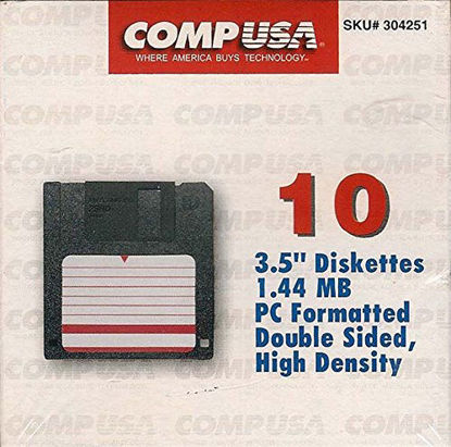 Picture of CompUSA 3.5" Diskettes, 1.44 MB, PC Formated, Double Sided, High Density (pack of 10)