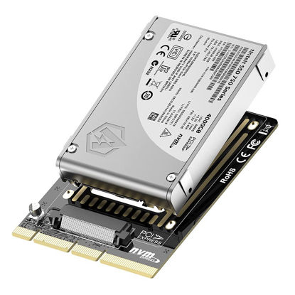 Picture of AODUKE 2.5 in U.2 NVMe SSD Adapter Expansion Card to PCI-E4.0/3.0 PCI-E X4/X8/X16 32Gbps Rate, SFF-8639 SSD Supports PC Installation-AJKU21