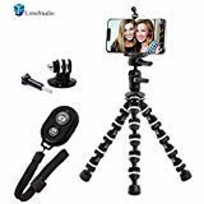 Picture of LimoStudio Flexible Legs Transformation Tripod and Extendable Monopod Selfie Stick with Cellphone Adapter and Bluetooth Remote Control Shutter for iPhone, Android Phone, and Any Smartphone, AGG2795