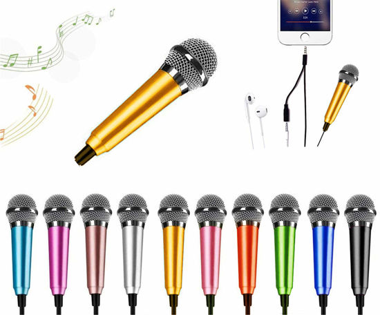 Picture of Mini Microphone,Portable Vocal Tiny Microphone, Asmr Microphone,Phone Microphone, Mini Karaoke Microphone for Voice Recording Chatting and Singing On iPhone,Android,Laptop Notebook（Yellow）