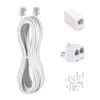 Picture of Phone Cord 50FT, Landline Telephone Cable with RJ11 Plug, Includes Telephone Inline Coupler RJ11 Splitter and 20pcs Cable Clips(White)