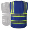 Picture of JKSafety 9 Pockets Hi-Vis Zipper Front MESH Neon Blue Safety Vest with Fluorescent Yellow Extended Trim outling the Reflective Tapes Meet ANSI/ISEA Standards (100-Mesh-Blue, 5X-Large)