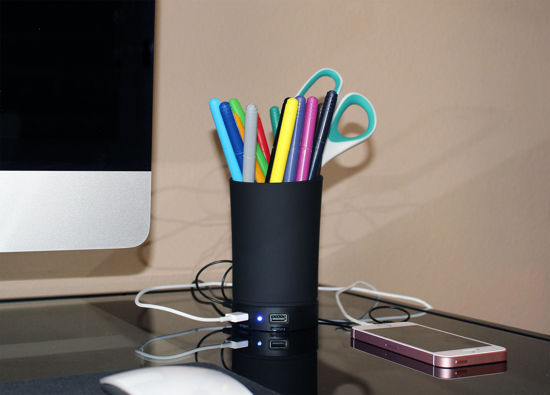 Picture of Iworks ISP-26 All-in-One Pencil Cup Speaker and Dual-Port USB Hub