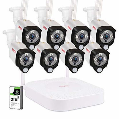 Picture of Tonton 1080P Full HD Wireless Security Camera System, 8CH NVR Kit and 8PCS 1080P 2.0 MP Outdoor Indoor Bullet Cameras with PIR Sensor, Audio Record, Auto-Pair, Plug and Play(2TB HDD Included)