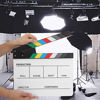 Picture of fosa Clap Board Acrylic Director Scene Clapperboard Director Cut Prop Acrylic+Metal+Wood TV Movie Action Board Film Cut Prop with Pen(Color/White)