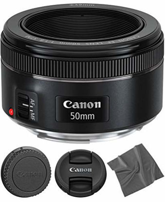 Picture of Canon EF 50mm f1.8 STM: Lens (0570C002) + Microfiber Cleaning Cloth - International Version (1 Year Warranty)