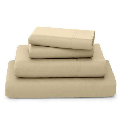 Picture of Cosy House Collection Luxury Bamboo Sheets - 4 Piece Bedding Set - Bamboo Viscose Blend - Soft, Breathable, Deep Pocket - 1 Fitted Sheet, 1 Flat, 2 Pillow Cases - King, Tan