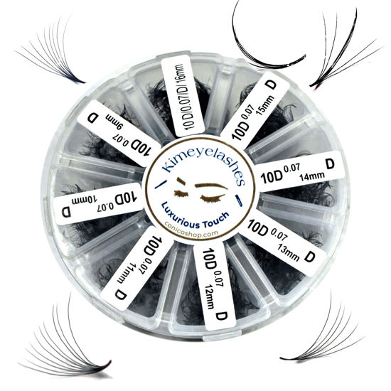 Picture of 1000 Premade volume fans Mixed lengths 9-16mm loose Fans C, D Curl. Handmade eyelash extensions supplies Russian volume lash promade fan 4D 5D 6D 7D 8D 9D 10D (Curl C, 5D - 0.07)