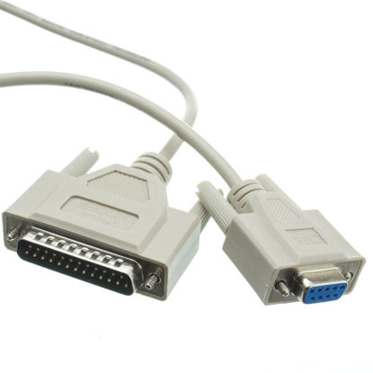 Picture of Null Modem Cable, DB9 Female to DB25 Male Serial Cable, UL Rated, 8 Conductor, Beige, DB9 Female to DB25 Male Serial Null Modem Cable, 10 Feet, CableWholesale