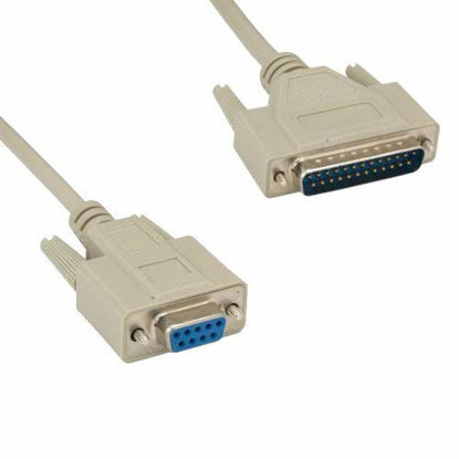 Picture of KENTEK 6 Feet FT DB9 Female to DB25 Male Serial RS-232 Cable Adapter Cord at Modem 28 AWG F/M Molded D-SUB 9 to 25 Pin for PC Mac Serial Device