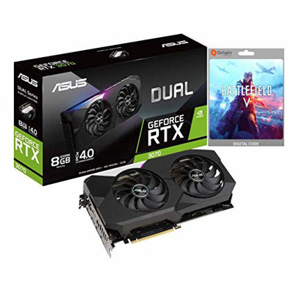 Picture of ASUS RTX 3070 OC Edition Gaming Graphics Card, Dual BIOS, PCIe 4.0, 8GB GDDR6, 2X HDMI 2.1 8K, 3X DisplayPort 1.4, Axial-tech Cooling, Protective Backplate, GPU Tweak II, Battlefield V