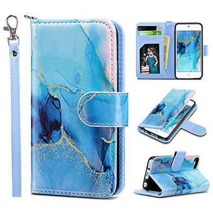 Picture of ULAK iPod Touch 7 Wallet Case, iPod Touch 6 Case with Card Holder, Premium PU Leather Magnetic Closure Protective Folio Cover for iPod Touch 7th/6th/5th Generation (Marble)