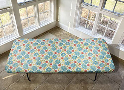 Picture of Covers For The Home Deluxe Elastic Edged Flannel Backed Vinyl Fitted Table Cover - Floral Pattern - Banquet - 4' x 30"