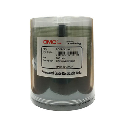 Picture of CMC Pro - Powered by TY Technology 80 Minute/700mb Silver Inkjet CDR in Cake Box - 100 Count