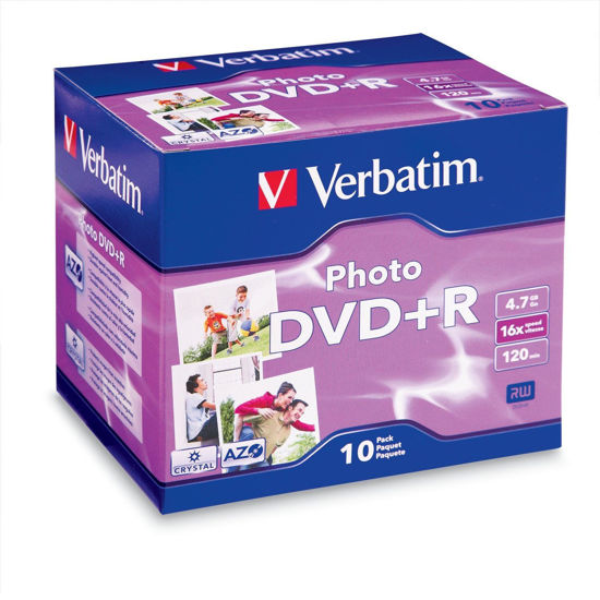 Picture of Verbatim 4.7GB up to 16x Photo Recordable Disc DVD+R, 10-Disc Jewel Case 95523