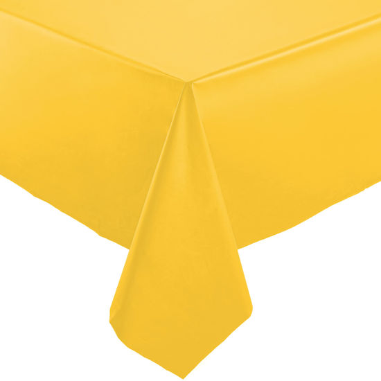 Picture of Yellow Standard Disposable Plastic Party Tablecloth [12-Pack] 54 x 108” Rectangle Table Cover For Indoor & Outdoor Use By Zimpleware