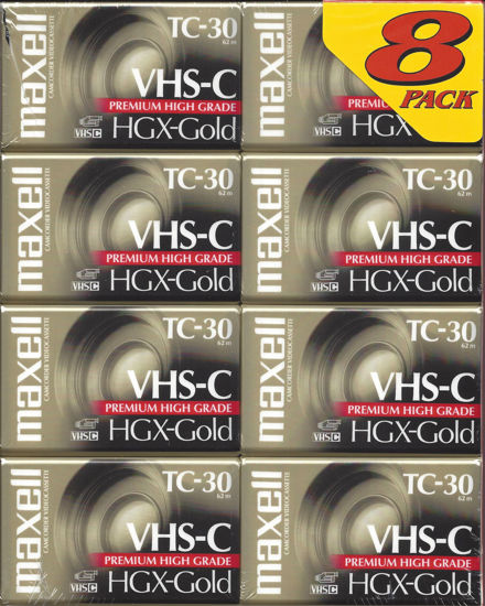 Picture of Maxell TC-30 VHS-C Camcorder HGX-Gold Premium High Grade 8-Pack