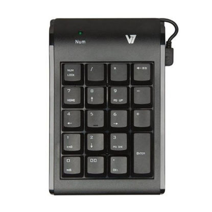Picture of V7 Space Saving Ergonomic Spill Resistant 19 Key USB Numeric Keypad for Windows Desktop PC Notebook Laptop (KP0N1-7N0P) - Black
