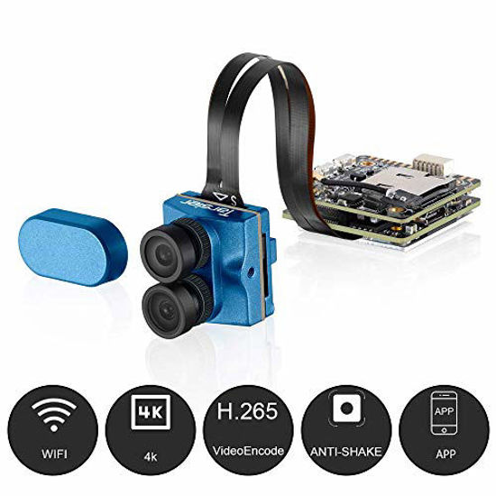 Picture of Caddx Tarsier V2 4K HD FPV Camera Upgraded 7G 12M 1200TVL Dual Lens Super WDR WiFi Mini FPV Camera HD Recording DVR Dual AUD OSD with ND8 Filter for RC Racing Drone Like Beta85X (Blue)