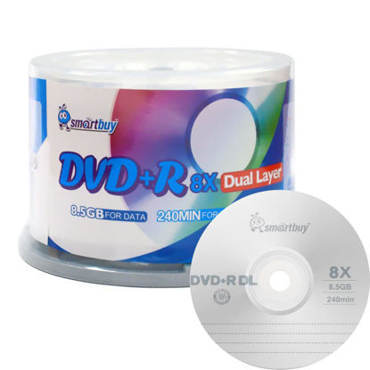 Picture of Smartbuy Logo 50-disc 8.5gb/240min 8X DVD+r Dl Dual Layer Double Layer Blank Data Record Media Disc Spindle